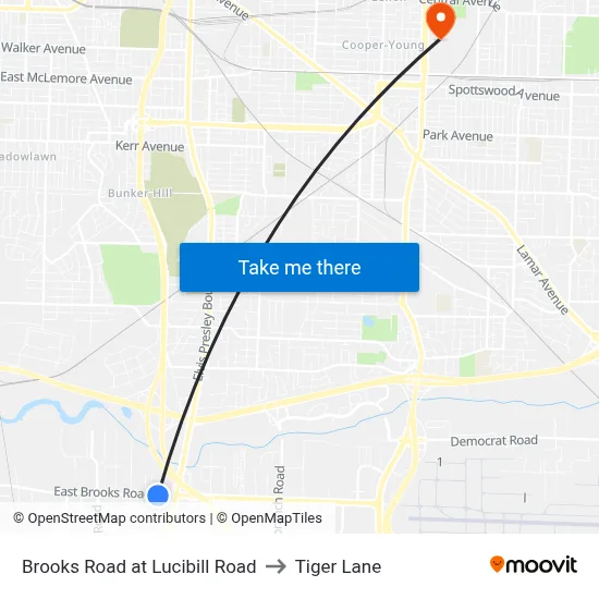 Brooks Road at Lucibill Road to Tiger Lane map