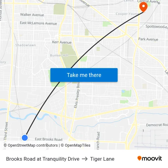 Brooks Road at Tranquility Drive to Tiger Lane map