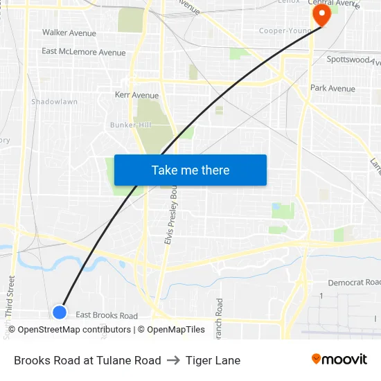 Brooks Road at Tulane Road to Tiger Lane map