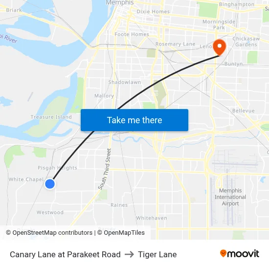 Canary Lane at Parakeet Road to Tiger Lane map