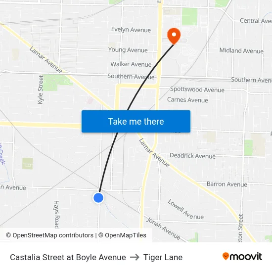 Castalia Street at Boyle Avenue to Tiger Lane map