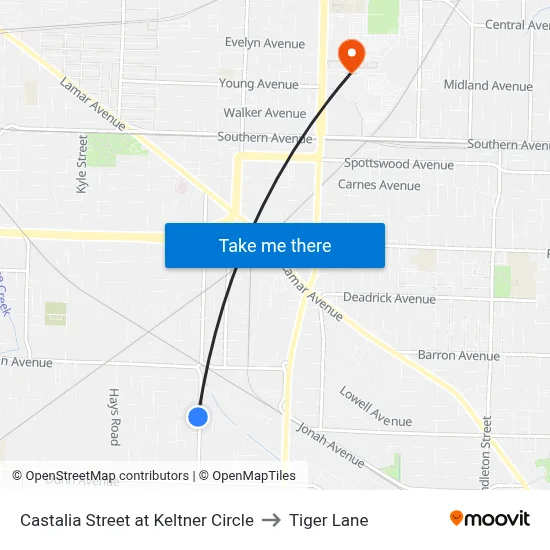 Castalia Street at Keltner Circle to Tiger Lane map