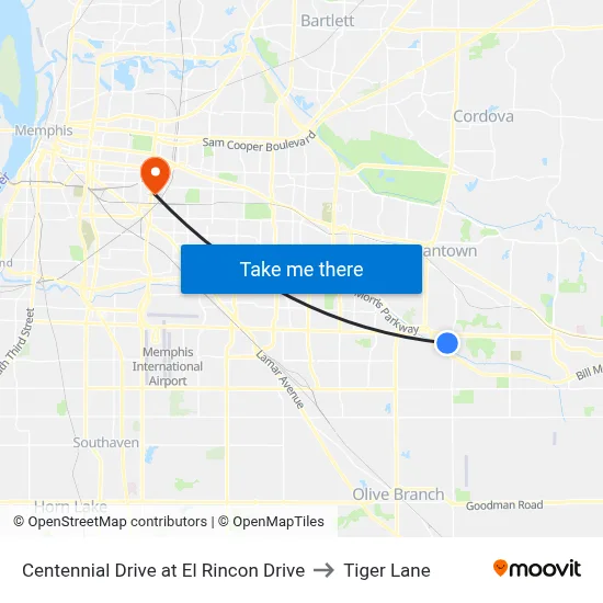 Centennial Drive at El Rincon Drive to Tiger Lane map