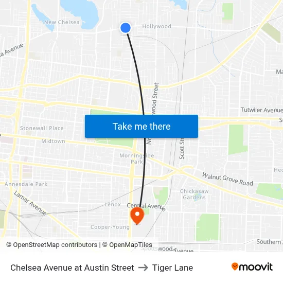 Chelsea Avenue at Austin Street to Tiger Lane map