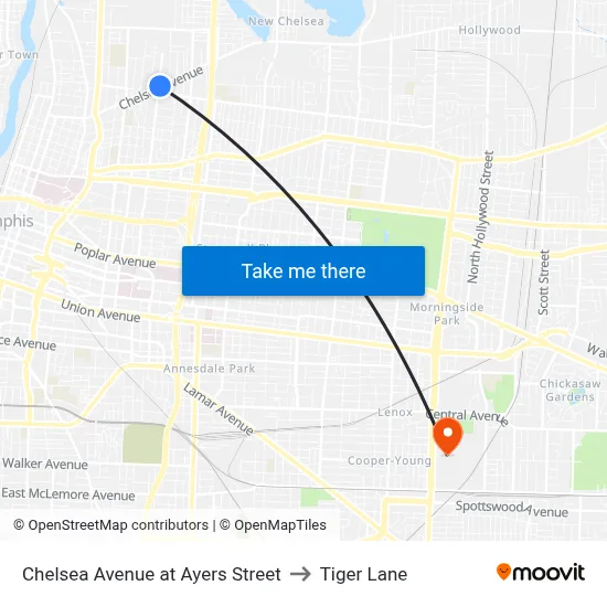 Chelsea Avenue at Ayers Street to Tiger Lane map