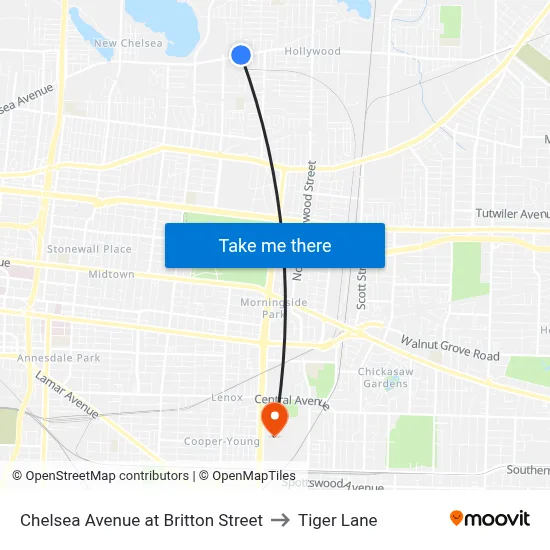 Chelsea Avenue at Britton Street to Tiger Lane map
