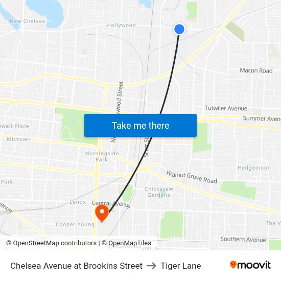 Chelsea Avenue at Brookins Street to Tiger Lane map