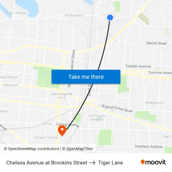 Chelsea Avenue at Brookins Street to Tiger Lane map