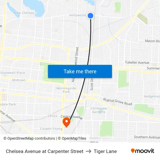 Chelsea Avenue at Carpenter Street to Tiger Lane map