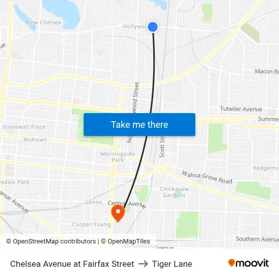 Chelsea Avenue at Fairfax Street to Tiger Lane map