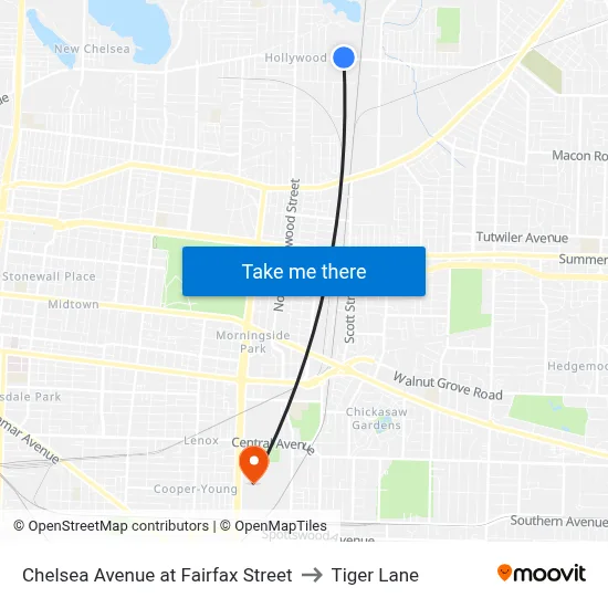 Chelsea Avenue at Fairfax Street to Tiger Lane map