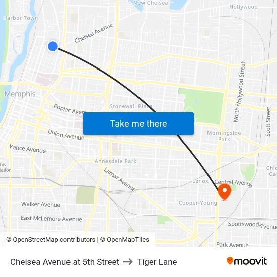 Chelsea Avenue at 5th Street to Tiger Lane map