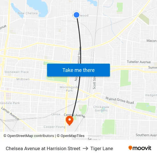 Chelsea Avenue at Harrision Street to Tiger Lane map