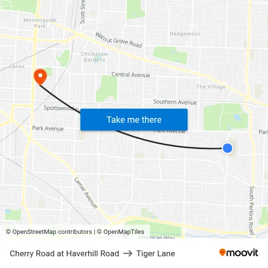 Cherry Road at Haverhill Road to Tiger Lane map