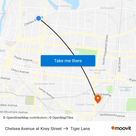 Chelsea Avenue at Kney Street to Tiger Lane map
