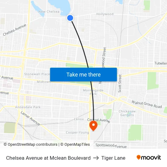 Chelsea Avenue at Mclean Boulevard to Tiger Lane map
