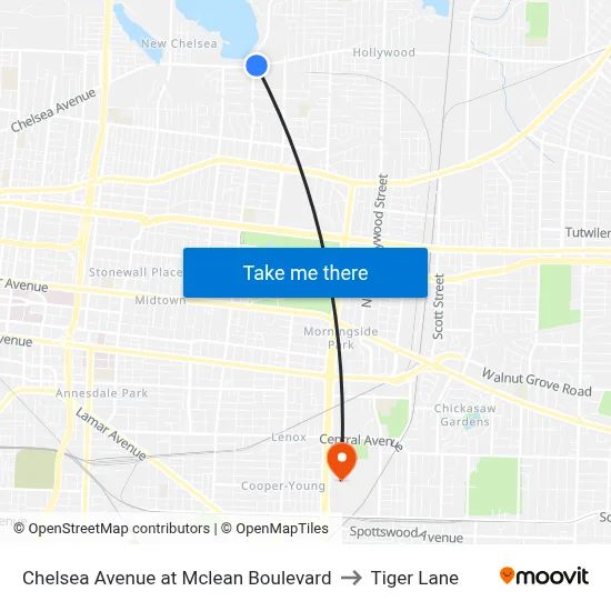 Chelsea Avenue at Mclean Boulevard to Tiger Lane map