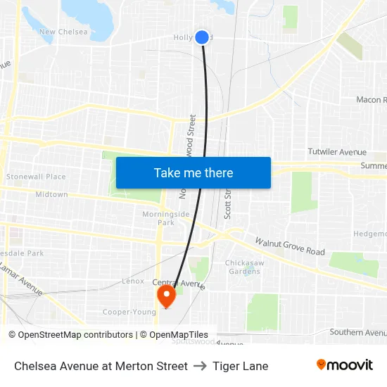 Chelsea Avenue at Merton Street to Tiger Lane map