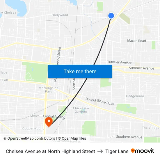 Chelsea Avenue at North Highland Street to Tiger Lane map