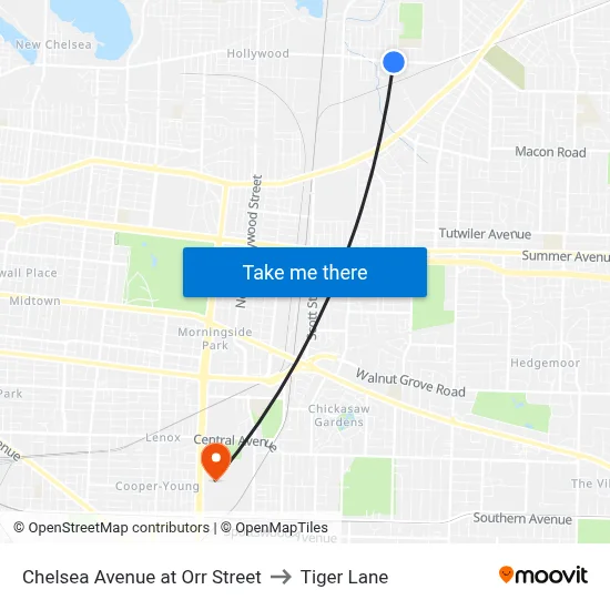 Chelsea Avenue at Orr Street to Tiger Lane map