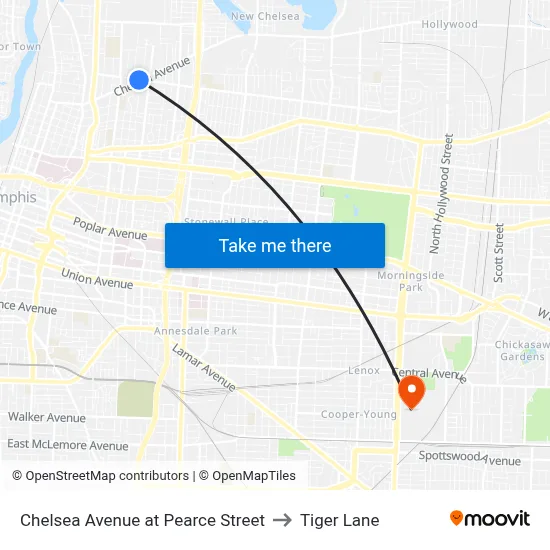 Chelsea Avenue at Pearce Street to Tiger Lane map