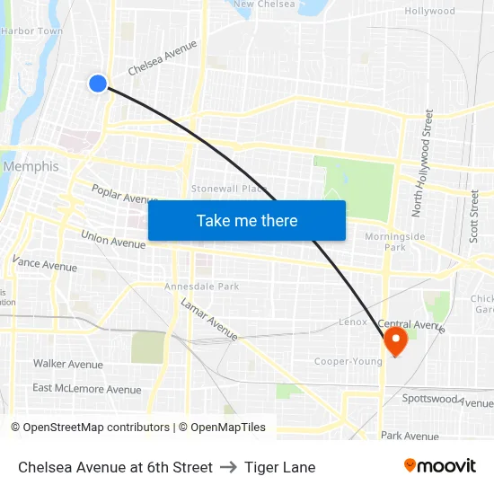 Chelsea Avenue at 6th Street to Tiger Lane map