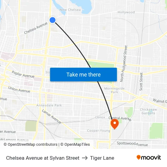 Chelsea Avenue at Sylvan Street to Tiger Lane map