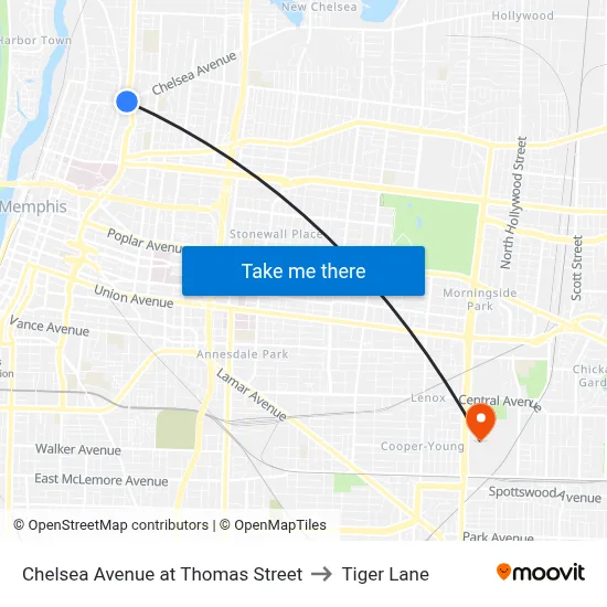 Chelsea Avenue at Thomas Street to Tiger Lane map