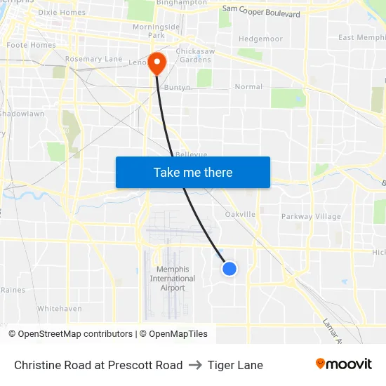 Christine Road at Prescott Road to Tiger Lane map