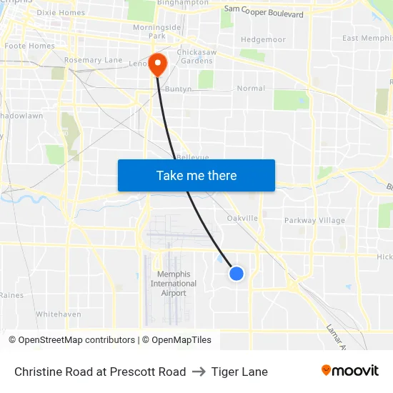 Christine Road at Prescott Road to Tiger Lane map