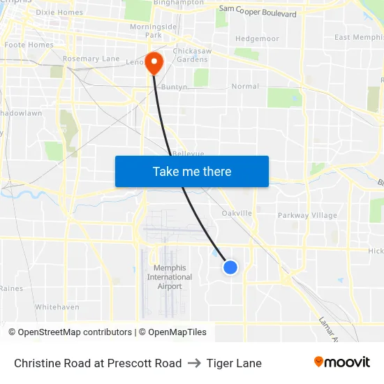 Christine Road at Prescott Road to Tiger Lane map