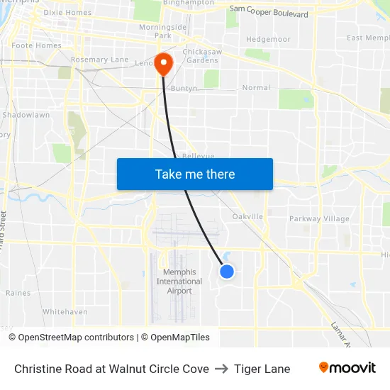 Christine Road at Walnut Circle Cove to Tiger Lane map