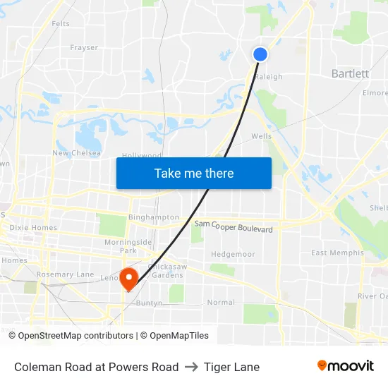 Coleman Road at Powers Road to Tiger Lane map