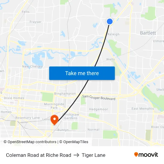 Coleman Road at Riche Road to Tiger Lane map