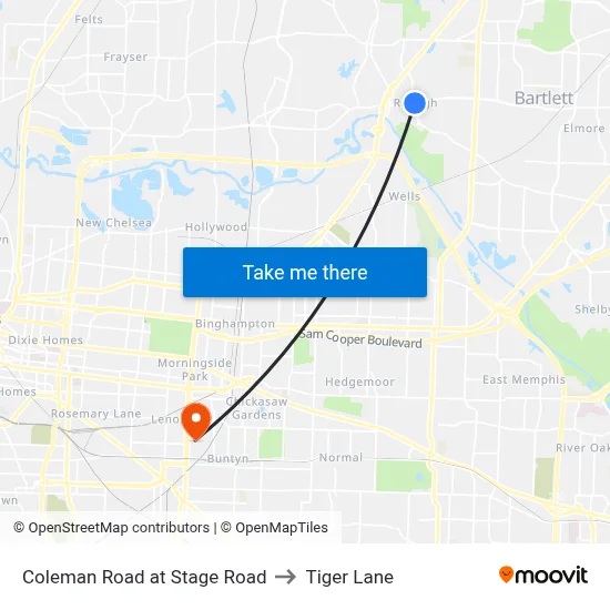 Coleman Road at Stage Road to Tiger Lane map