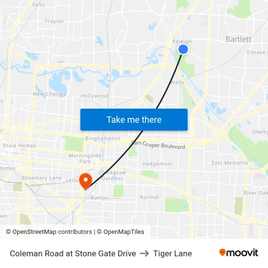 Coleman Road at Stone Gate Drive to Tiger Lane map