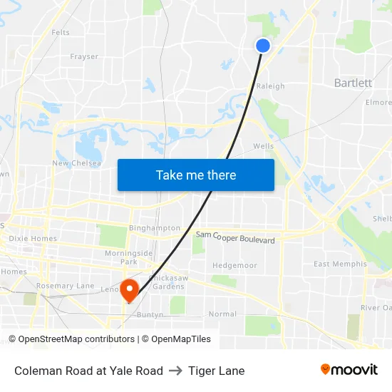 Coleman Road at Yale Road to Tiger Lane map