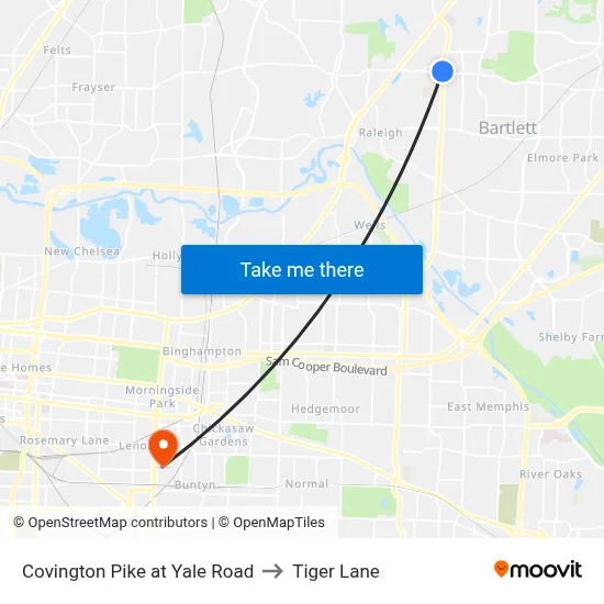 Covington Pike at Yale Road to Tiger Lane map