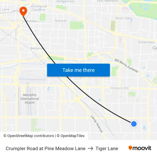 Crumpler Road at Pine Meadow Lane to Tiger Lane map