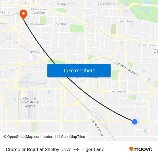 Crumpler Road at Shelby Drive to Tiger Lane map