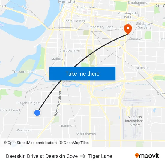 Deerskin Drive at Deerskin Cove to Tiger Lane map