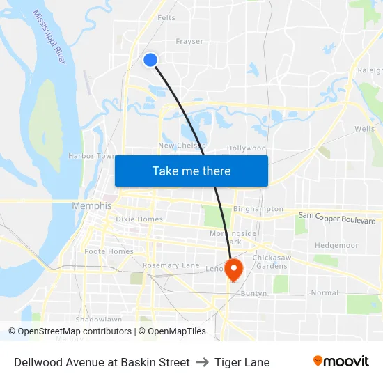 Dellwood Avenue at Baskin Street to Tiger Lane map