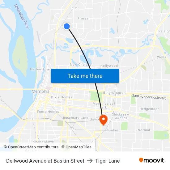 Dellwood Avenue at Baskin Street to Tiger Lane map