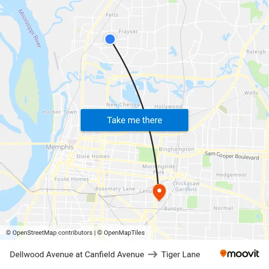 Dellwood Avenue at Canfield Avenue to Tiger Lane map