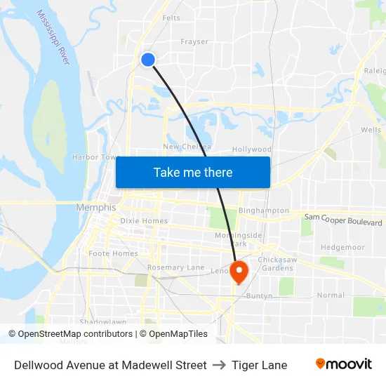 Dellwood Avenue at Madewell Street to Tiger Lane map