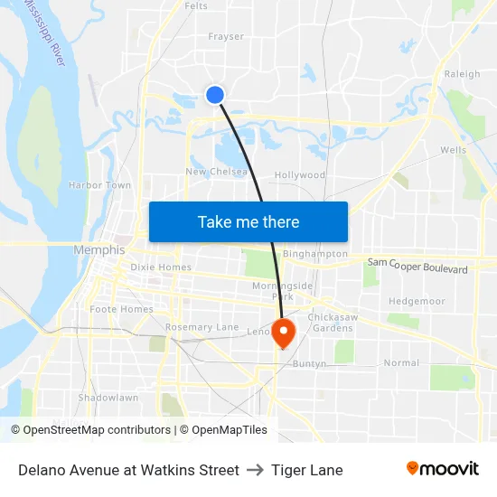 Delano Avenue at Watkins Street to Tiger Lane map
