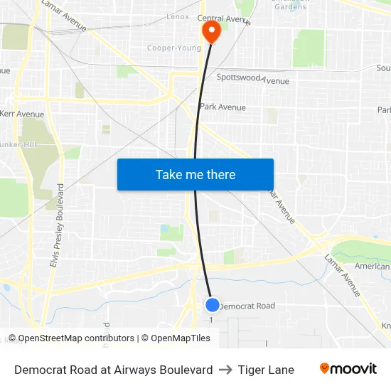 Democrat Road at Airways Boulevard to Tiger Lane map