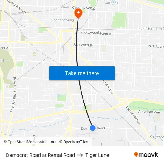 Democrat Road at Rental Road to Tiger Lane map
