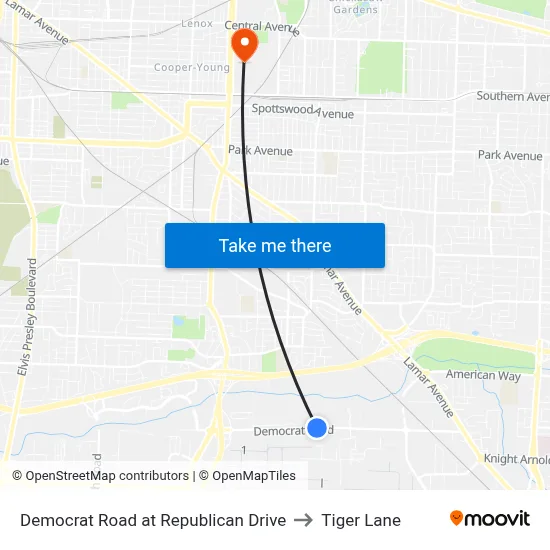 Democrat Road at Republican Drive to Tiger Lane map
