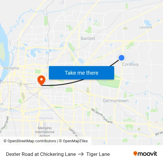 Dexter Road at Chickering Lane to Tiger Lane map